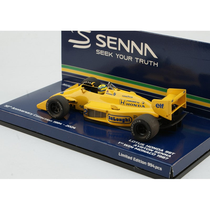 Minichamps - Ayrton Senna Lotus 99T Dirty versión #12 ganador Mónaco GP F1 1987, escala 1:43