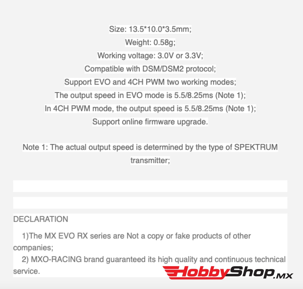 Mxo-Racing - Mx Evo Rx-Dsm2 / Mr-03Evo Ma-03Evo 4Ch Pwm Dsm2 En Existencia