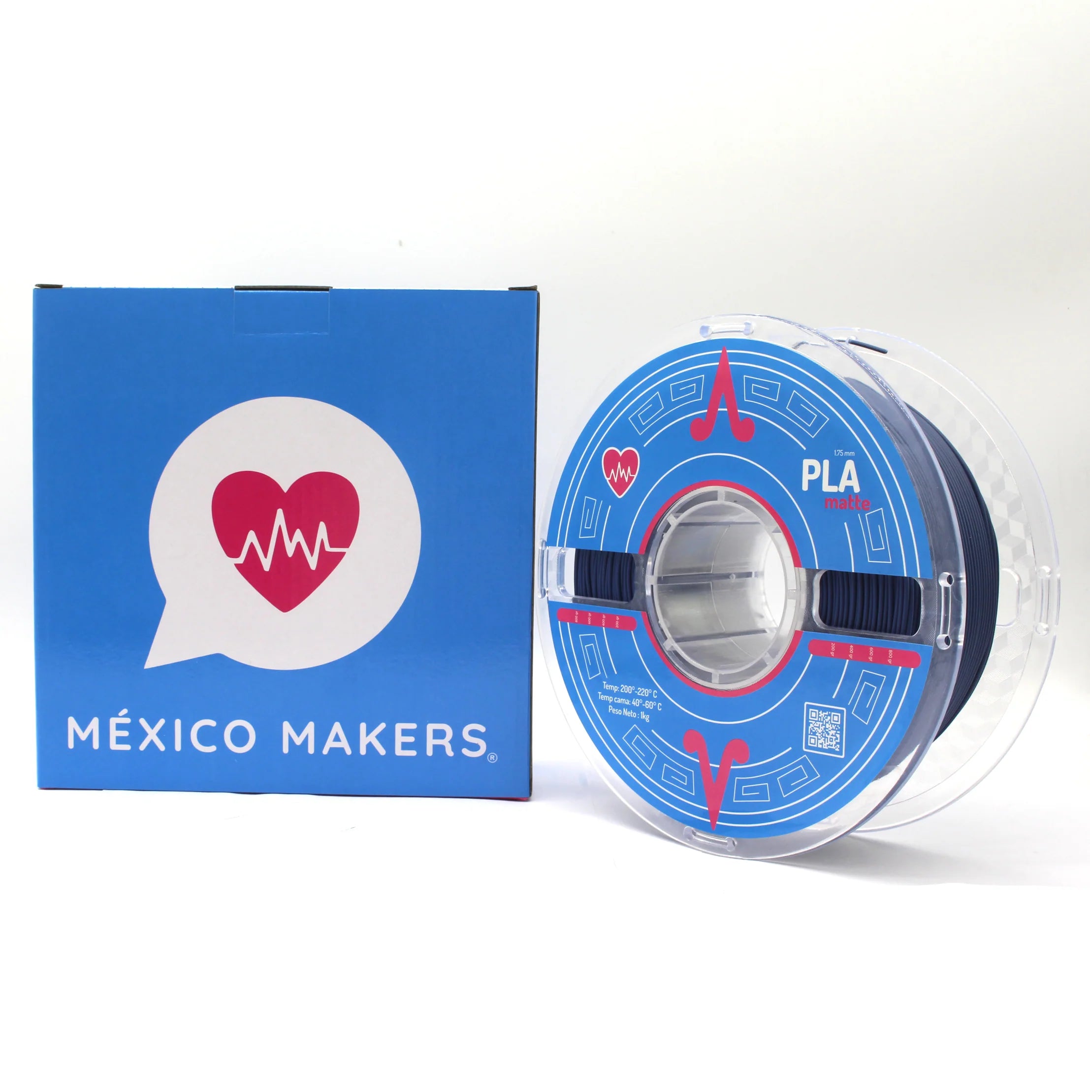 México Makers - Filamento PLA Matte Azul Ballena para Impresora 3D