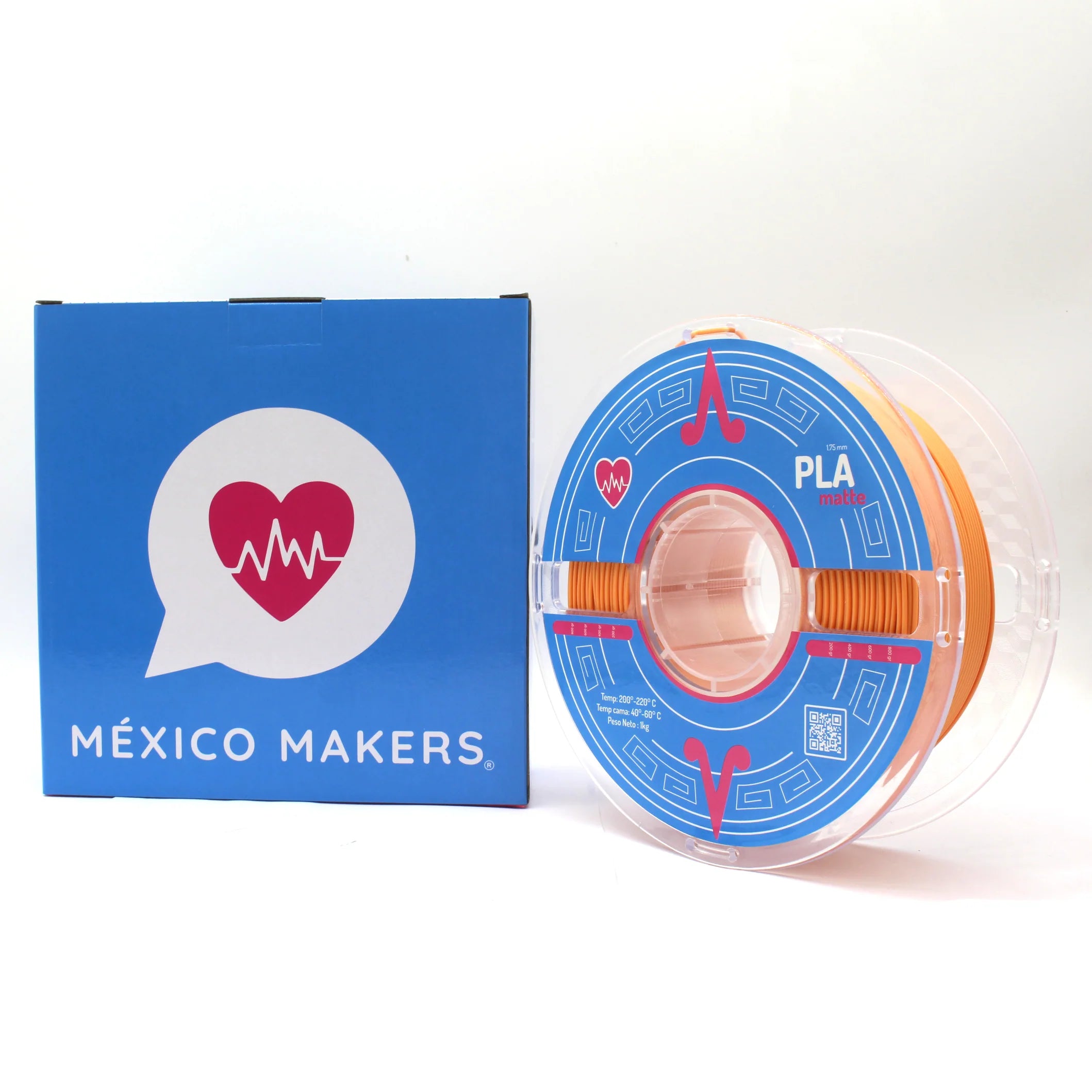 México Makers - Filamento PLA Matte Naranja Calabaza para Impresora 3D