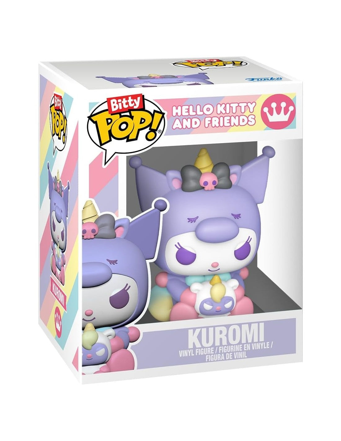 Funko Bitty Pop: Hello Kitty and Friends - Kuromi, Hello Kitty (Ice Cream), My Melody (Unicorn Party) y Chase (figura aleatoria)