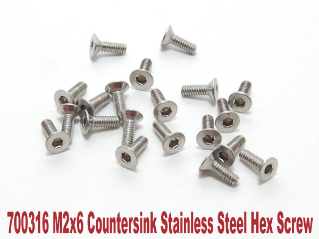 Pn Racing - M2X6 Countersink Stainless Steel Hex Machine Screw (20Pcs) En Existencia
