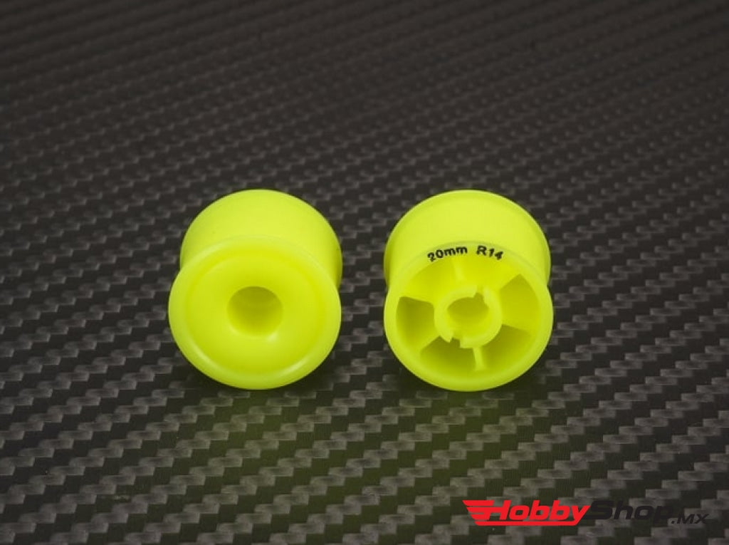 Pn Racing - Mini-Z 2Wd Machine Delrin Cut Yellow Formula 14X20Mm Flanged Wheel R14 En Existencia