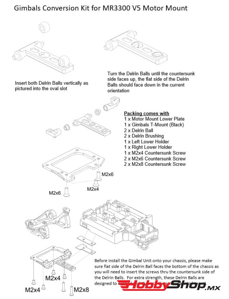 Pn Racing - Mini-Z Gimbals Conversion Kit For Mr3300 V5 Motor Mount (Blue) En Existencia