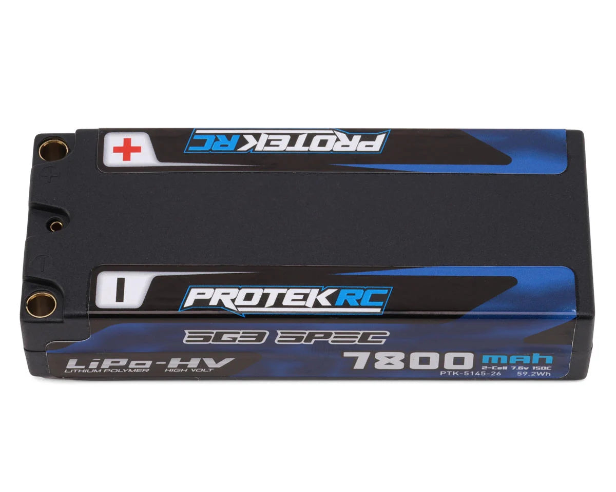Protek RC - 2S 150C Low IR SG3 HV Mid-Sized LiPo Battery (7.6V/7800mAh) w/5mm Connectors (ROAR Approved) (113mm Length)