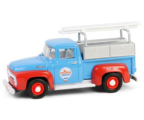 Greenlight - 1:64 1956 Ford F-100 Whit Tool Boxes & Ladders - Chevron Special Edition