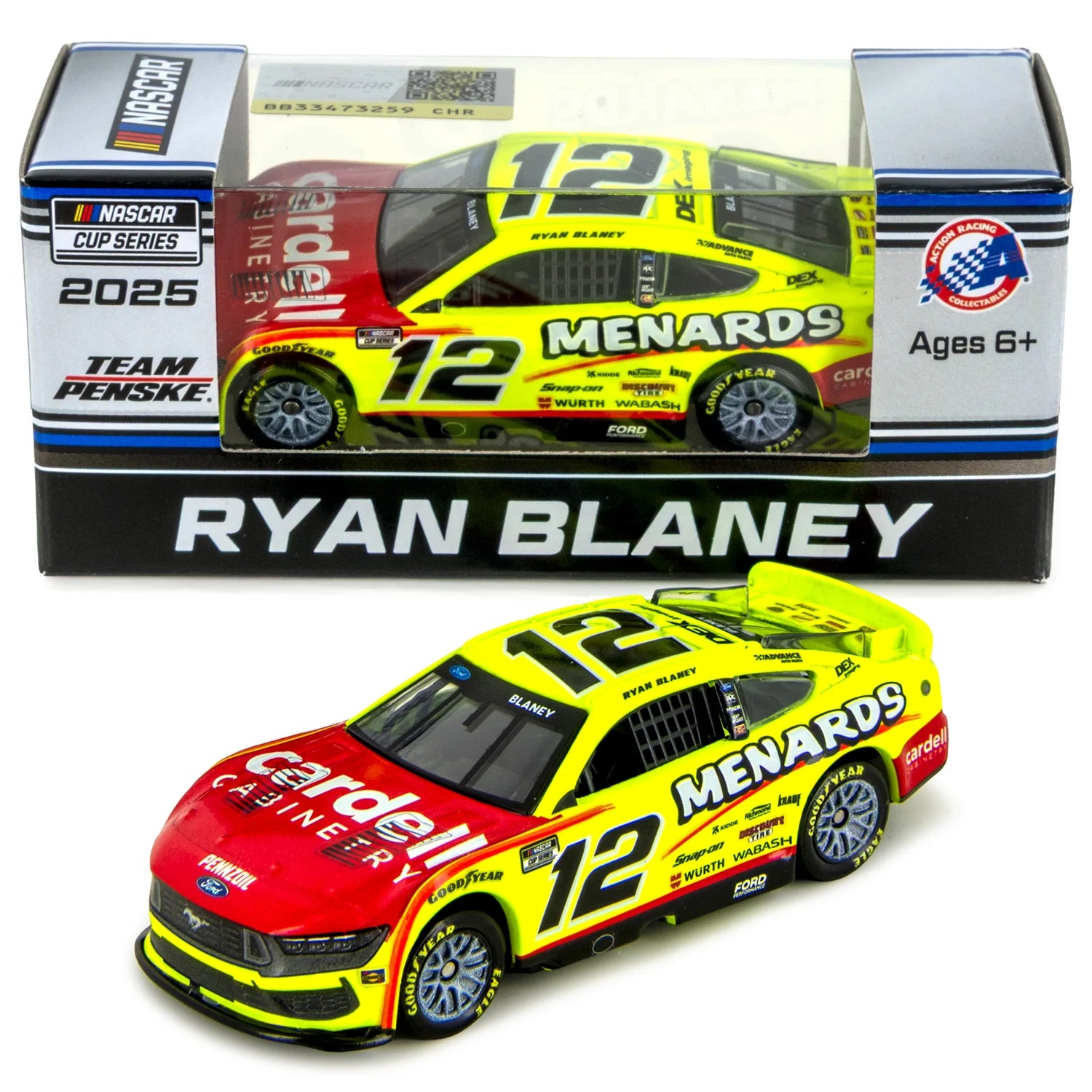 Lionel Racing - Ryan Blaney #12 Menards 2025 Mustang, escala 1:64