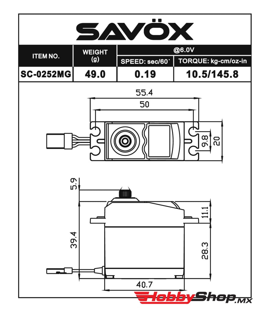Savox - Standard Digital Servo 0.19Sec / 145Oz @ 6.0V En Existencia