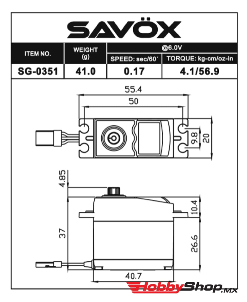Savox - Standard Digital Servo .17/57 @6V En Existencia