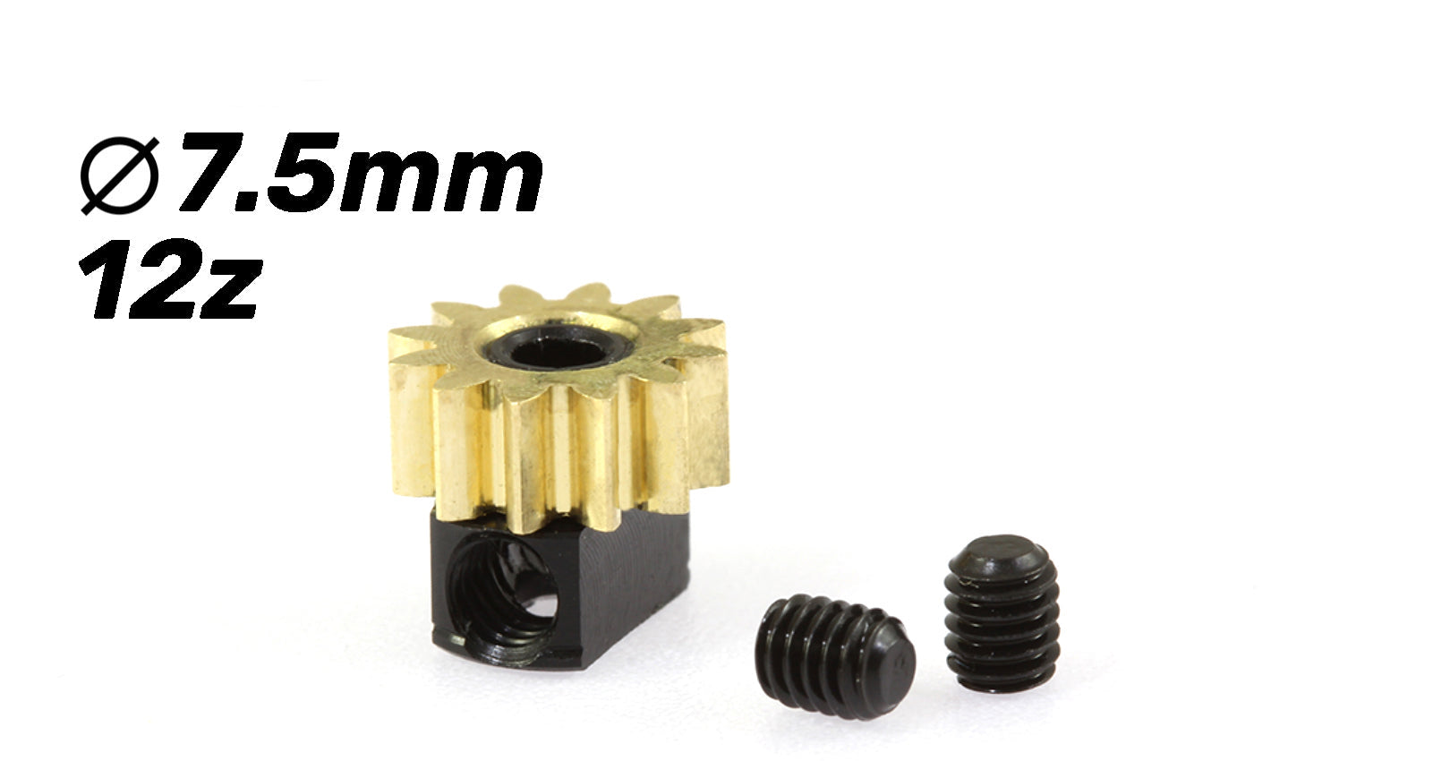 ScaleAuto - Piñón extraíble 12d. M50 ø7,5mm en latón para eje 2mm con fijación mediante tornillo M2mm
