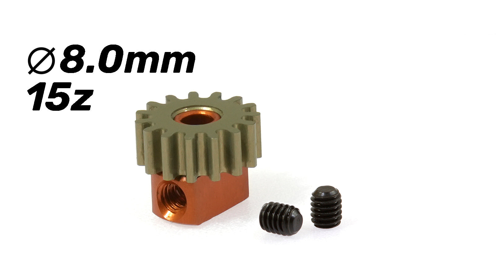 ScaleAuto - Piñón extraíble 15d. M50 ø8,0mm en ergal para eje 2mm con fijación mediante tornillo M2mm.