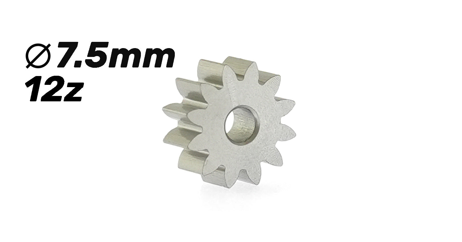 ScaleAuto - Piñón 12d. ergal . ø7,5mm para eje de 2mm