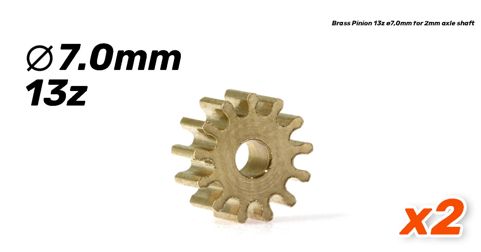 ScaleAuto - Piñón 13d. laton ø7,0mm para eje de 2mm
