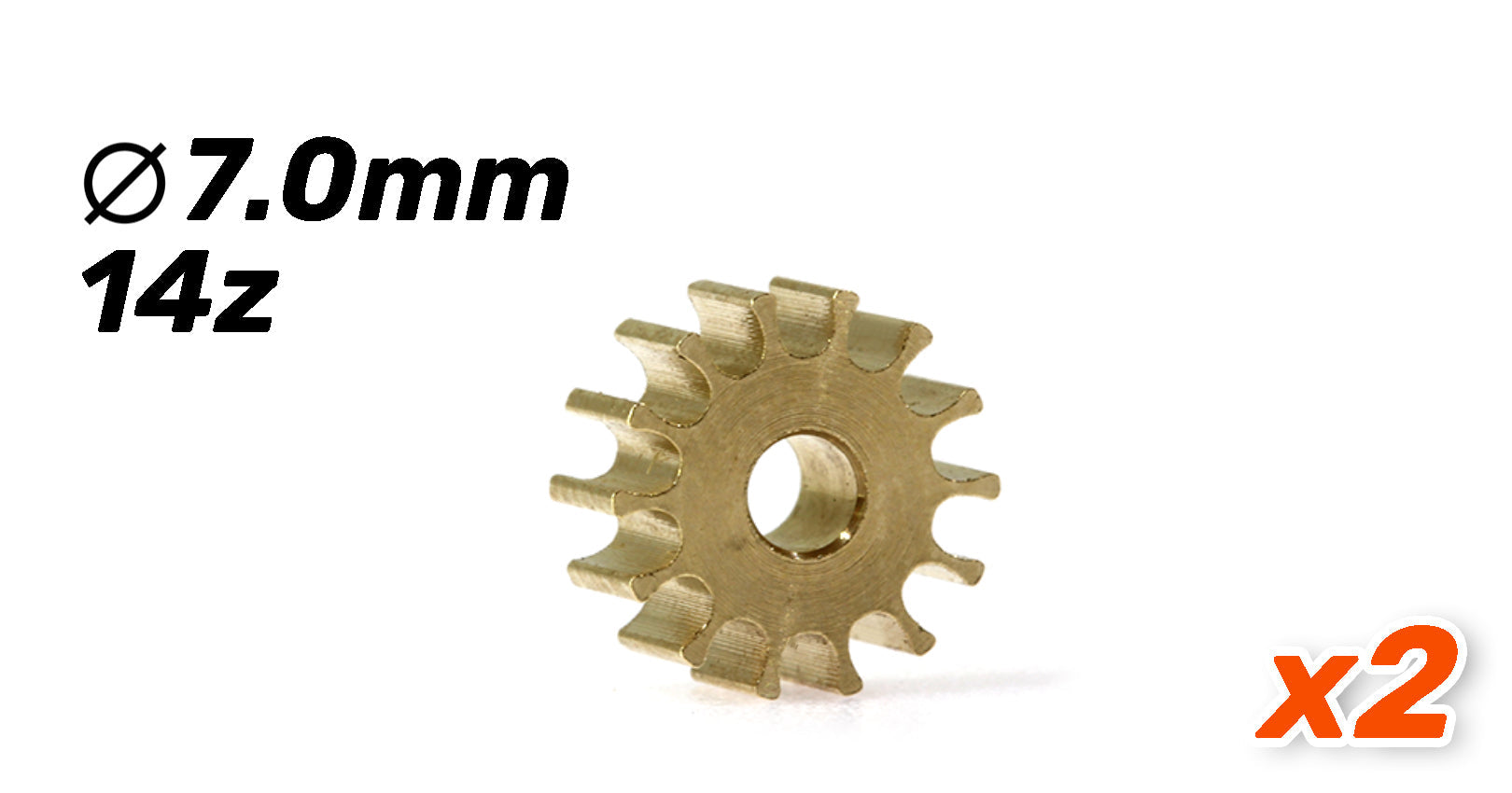 ScaleAuto - Piñón 14 laton ø7,0mm para eje de 2mm.