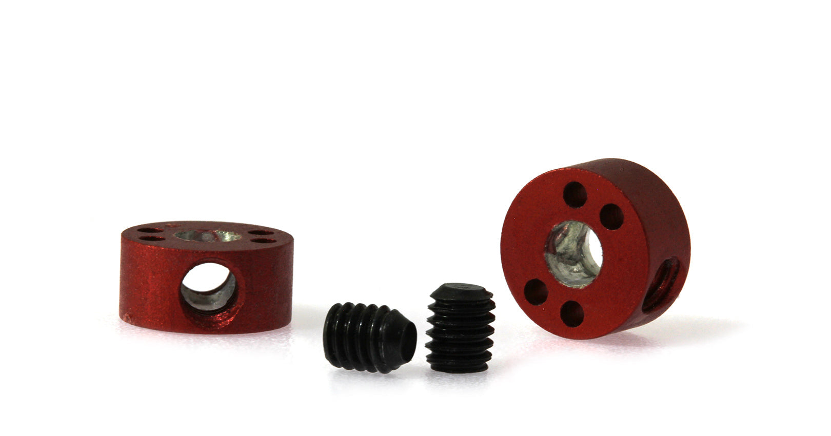 ScaleAuto - Tope Corona Aligerado M2.5 Rojo para Ejes 2.38mm con medidas 6.20 x 2.48 mm. y peso 0.15 gr