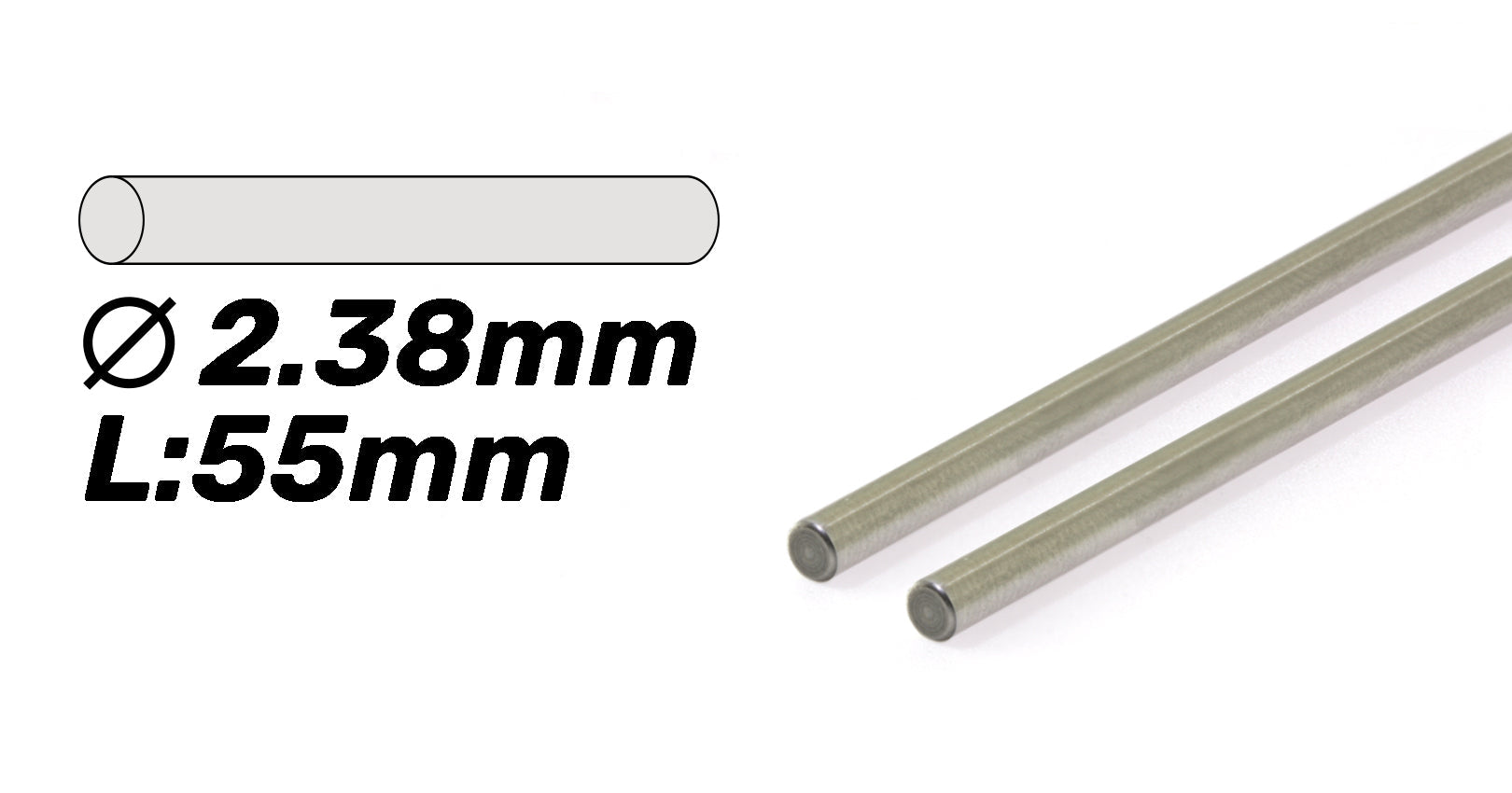 ScaleAuto - Eje acero Pro 2.38mm x 55mm.