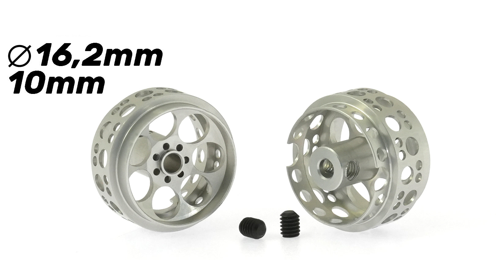 ScaleAuto - Llanta Aluminio 16,2x10mm. Monza-2 para Ejes 2,38mm