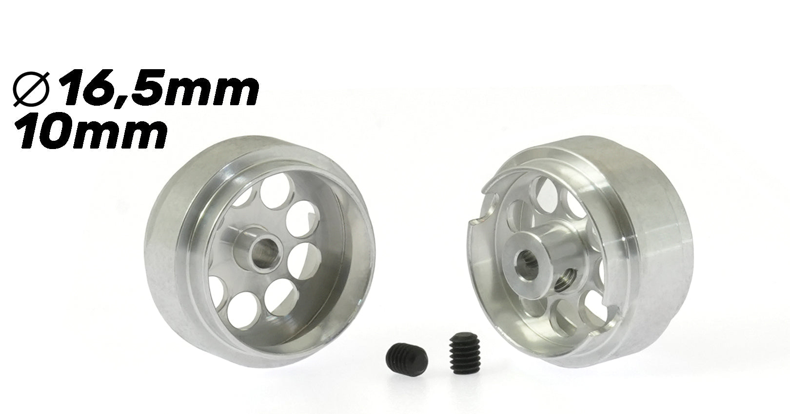 ScaleAuto - Llanta aluminio 16.5x10mm. Lightweight para Ejes 2,38mm con Tornillo M2.5