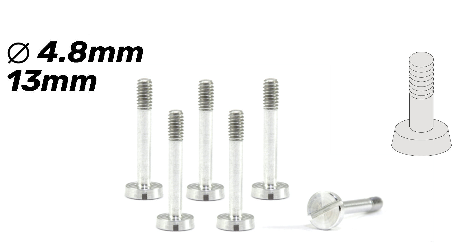 ScaleAuto - Tornillería Especial Suspensión de Cabeza Cónica 4,8mm en aluminio (M2x13mm)