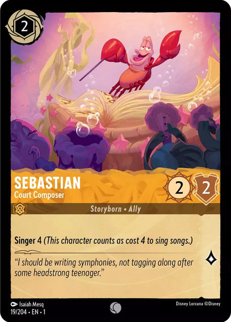 Carta Sebastian - Court Composer,Set The First Chapter, Número de Tarjeta 19 , Color Amber, Rarity Common
