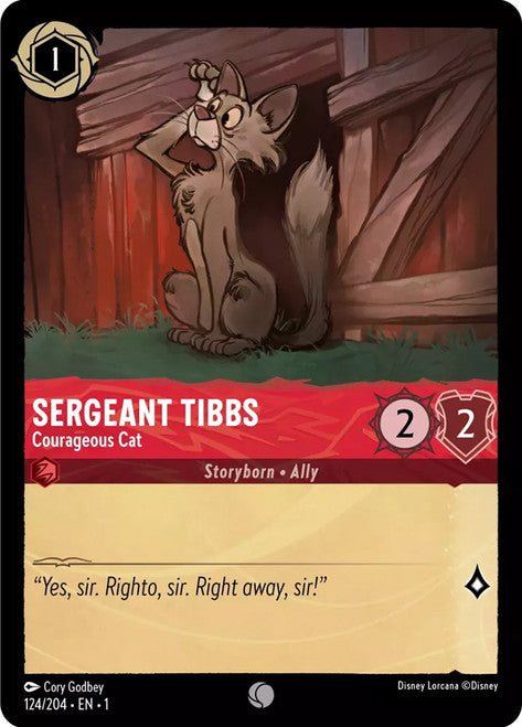 Carta Sergeant Tibbs - Courageous Cat,Set The First Chapter, Número de Tarjeta 124 , Color Ruby, Rarity Common