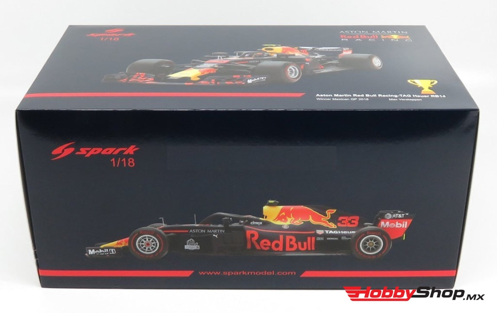 Spark - Max Verstappen Racing-Tag Heuer #33 Winner Mexican Gp 2018 Red Bull Rb14 Escala 1:18 En