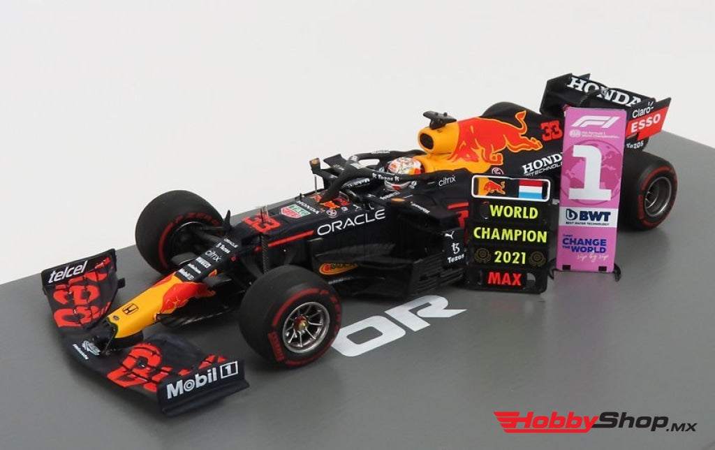 Spark - Max Verstappen Red Bull Racing Rb16B #33 Winner Abu Dhabi Gp 2021 With Board And World