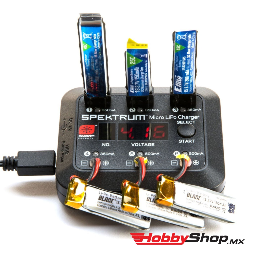 Spektrum - S63 Micro 6-Port Dc/usb 1S Lipo Cargador Inteligente En Existencia