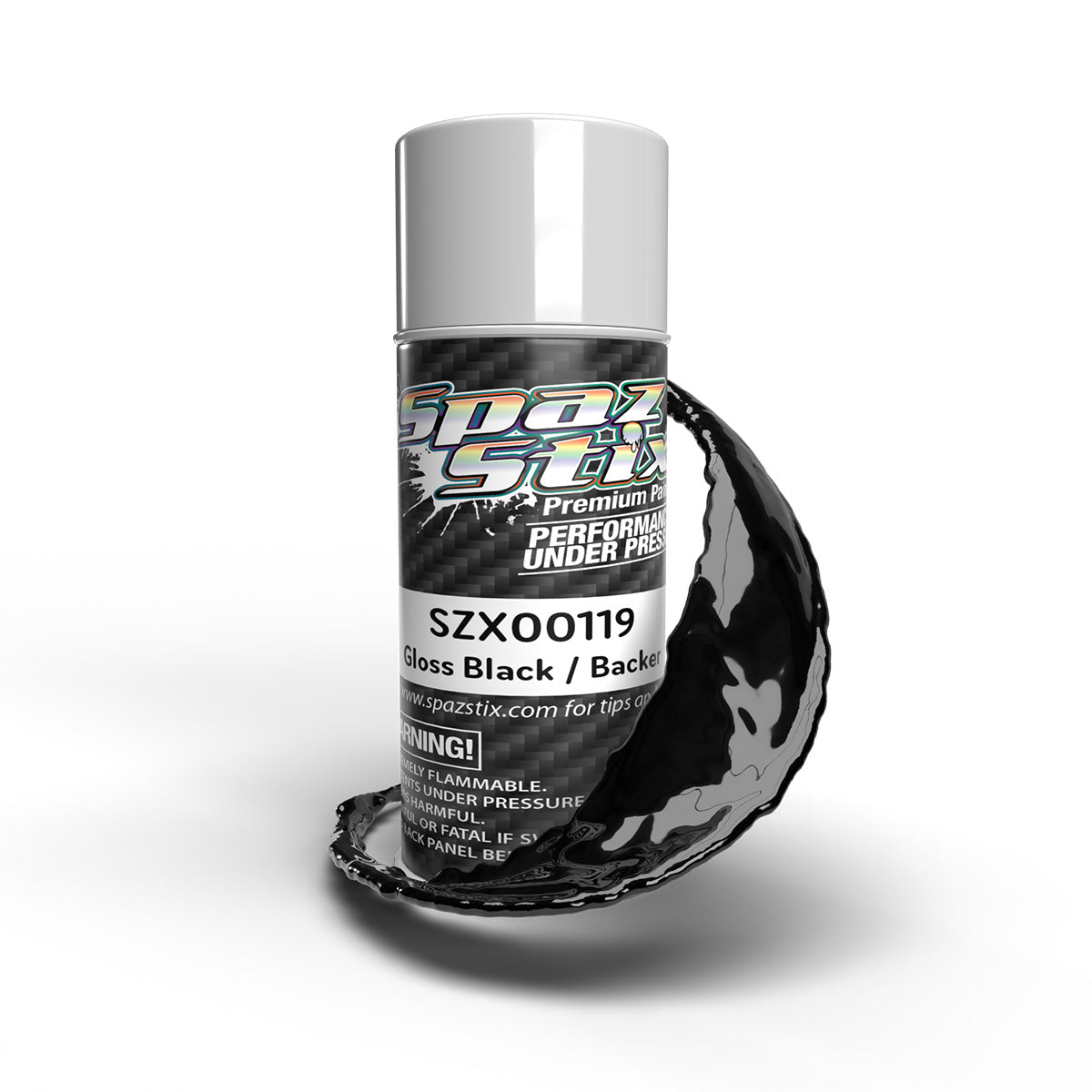 Spaz Stix - High Gloss Black/Backer, Aerosol Paint, 3.5oz