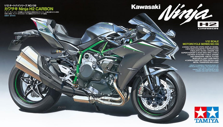 Tamiya - 1/12 Kawasaki Ninja H2 Carbon Plastic Model Kit
