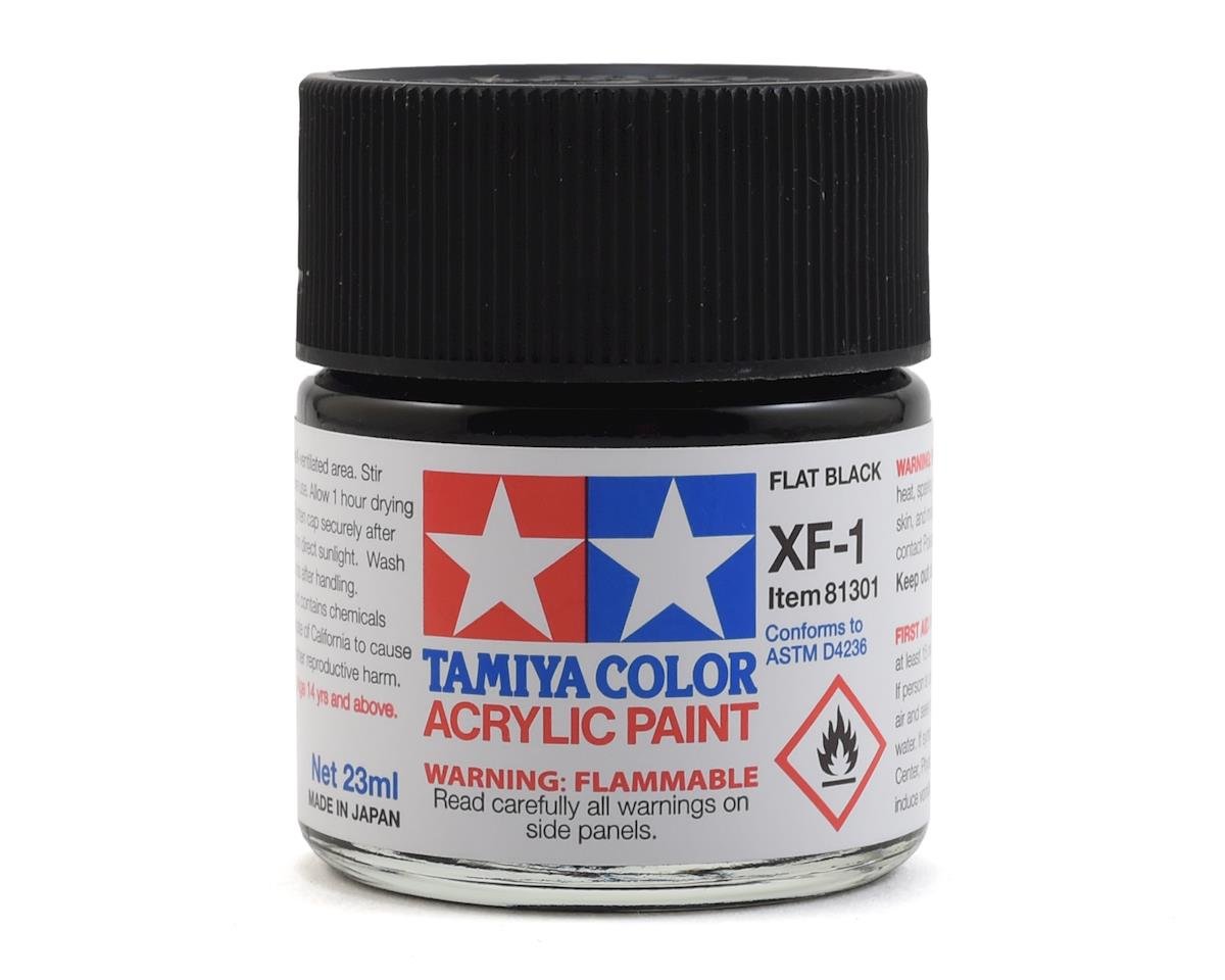Tamiya - Acrylic XF-1 Flat Black Paint, 23ml Bottle