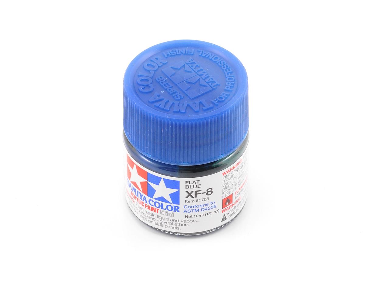 Tamiya - Acrylic Mini XF-8 Flat Blue Paint, 10ml Bottle