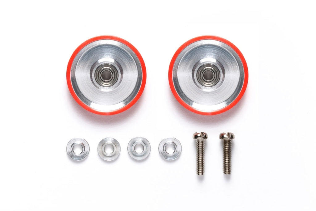 Tamiya - Jr 17Mm Aluminum Ball-Race Rollers With Plastic Rings Dish Type Red En Existencia