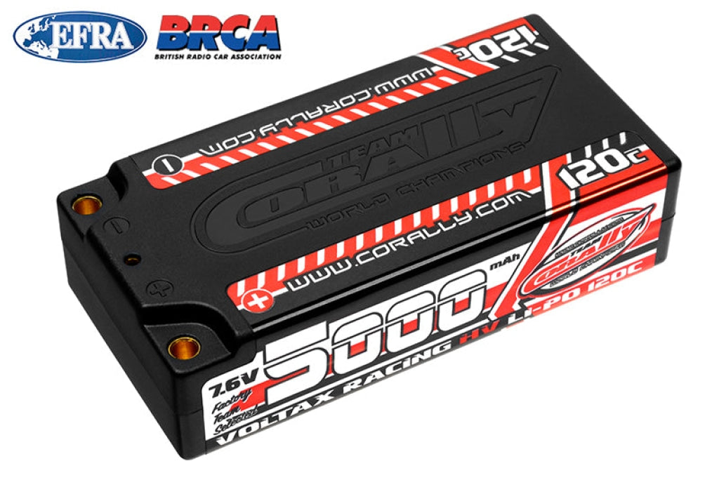 Team Corally - 5000Mah 7.6V 2S Voltrax Shorty Hardcase Lipo Battery 4Mm Bullets En Existencia