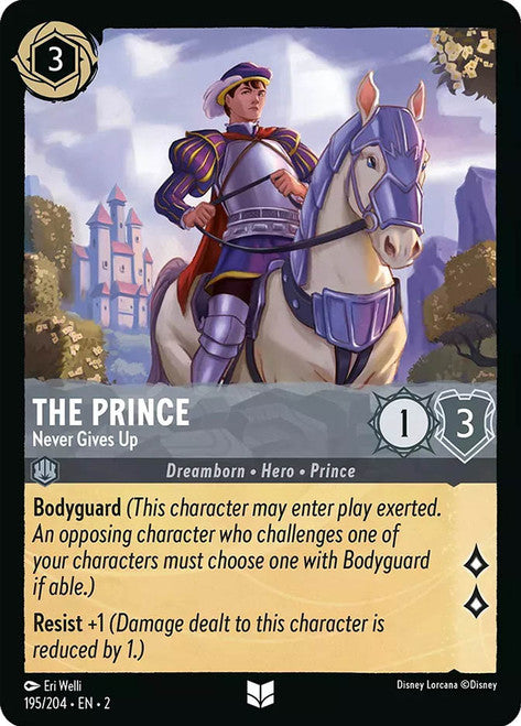 Carta The Prince - Never Gives Up,Set Rise of the Floodborn , Número de Tarjeta 195 , Color Steel, Rarity Uncommon