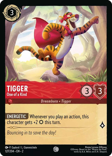 Carta Tigger - One of a Kind,Set Rise of the Floodborn , Número de Tarjeta 127 , Color Ruby, Rarity Common