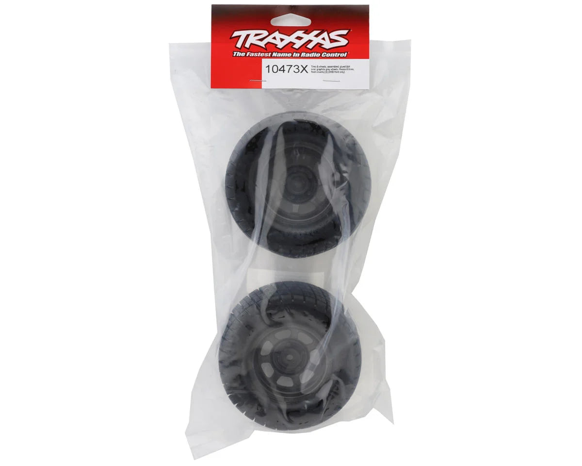 Traxxas - Slash® Modified Hoosier® Pre-Mounted Dirt Oval Tires (Grey) (2) (Front) w/12mm Hex