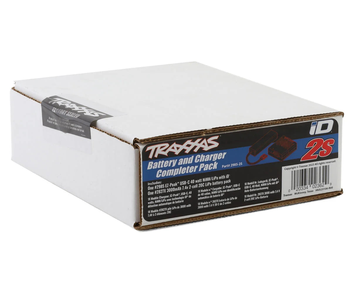 Traxxas - 2S Battery/Charger Completer Pack w/One Power Cell 3000mAh 7.4V LiPo Battery