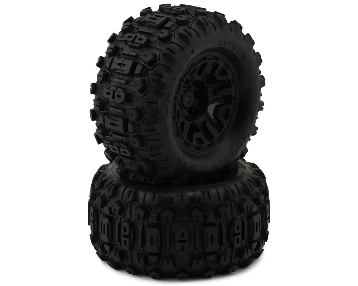 Traxxas - 2.8" Black 5-Spoke Wheels & Sledgehammer Tires (2)