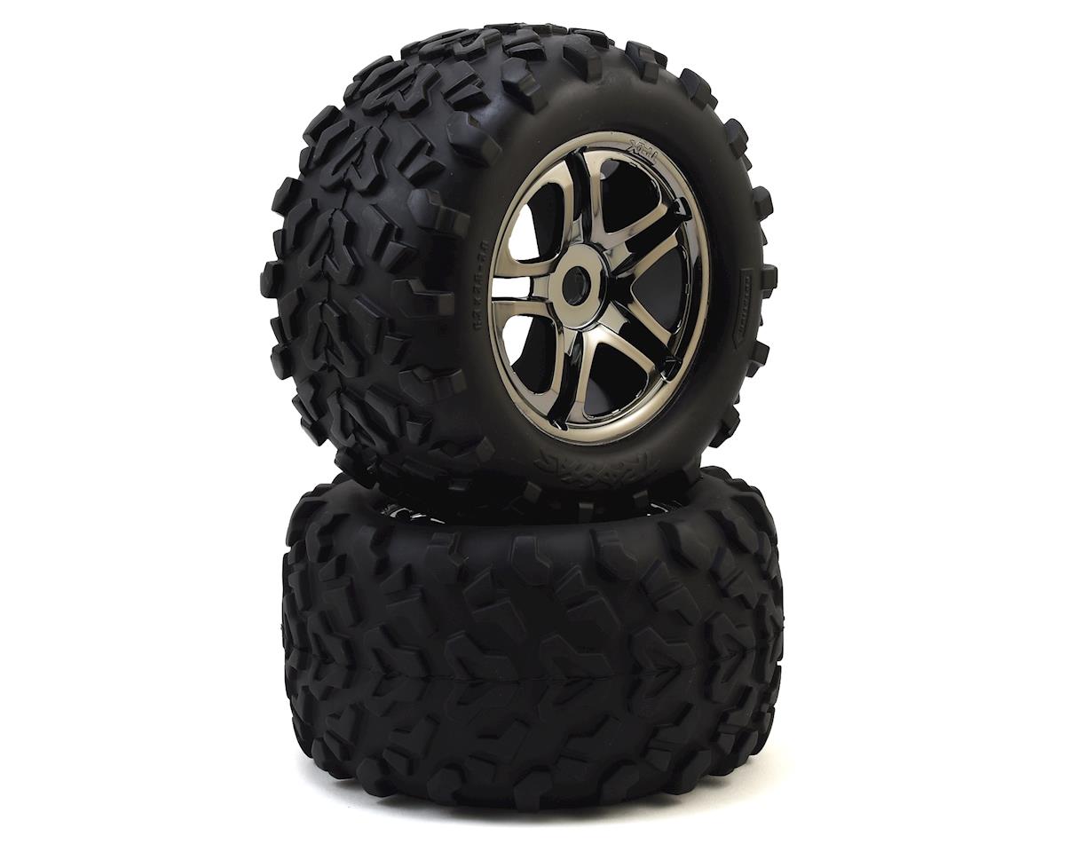 Traxxas - Maxx Tires 3.8" Pre-Mounted Tires w/Split Spoke Wheels (2) (Black) 17mm Splined Hex