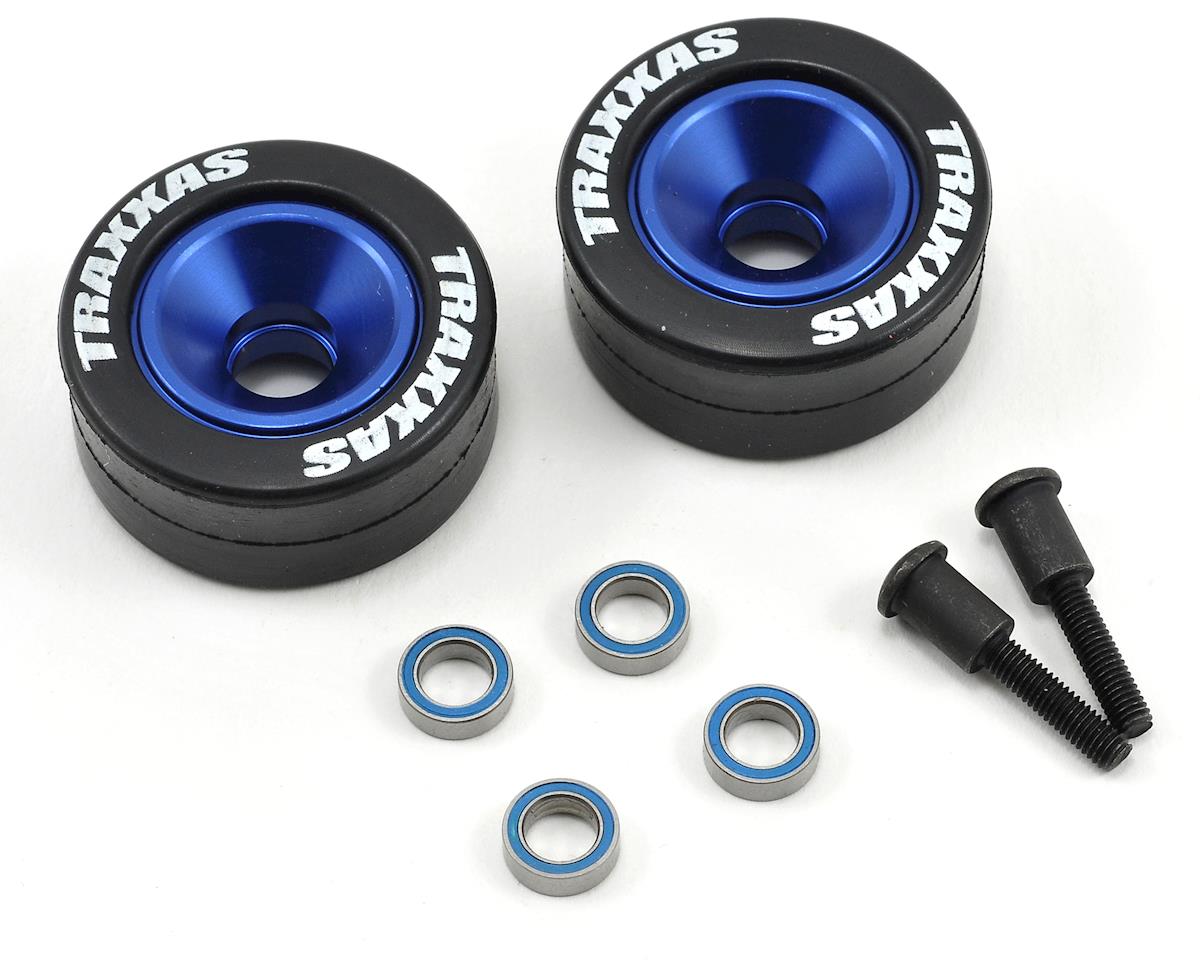 Traxxas - Aluminum Wheelie Bar Wheel Set w/Rubber Tires (Blue) (2)