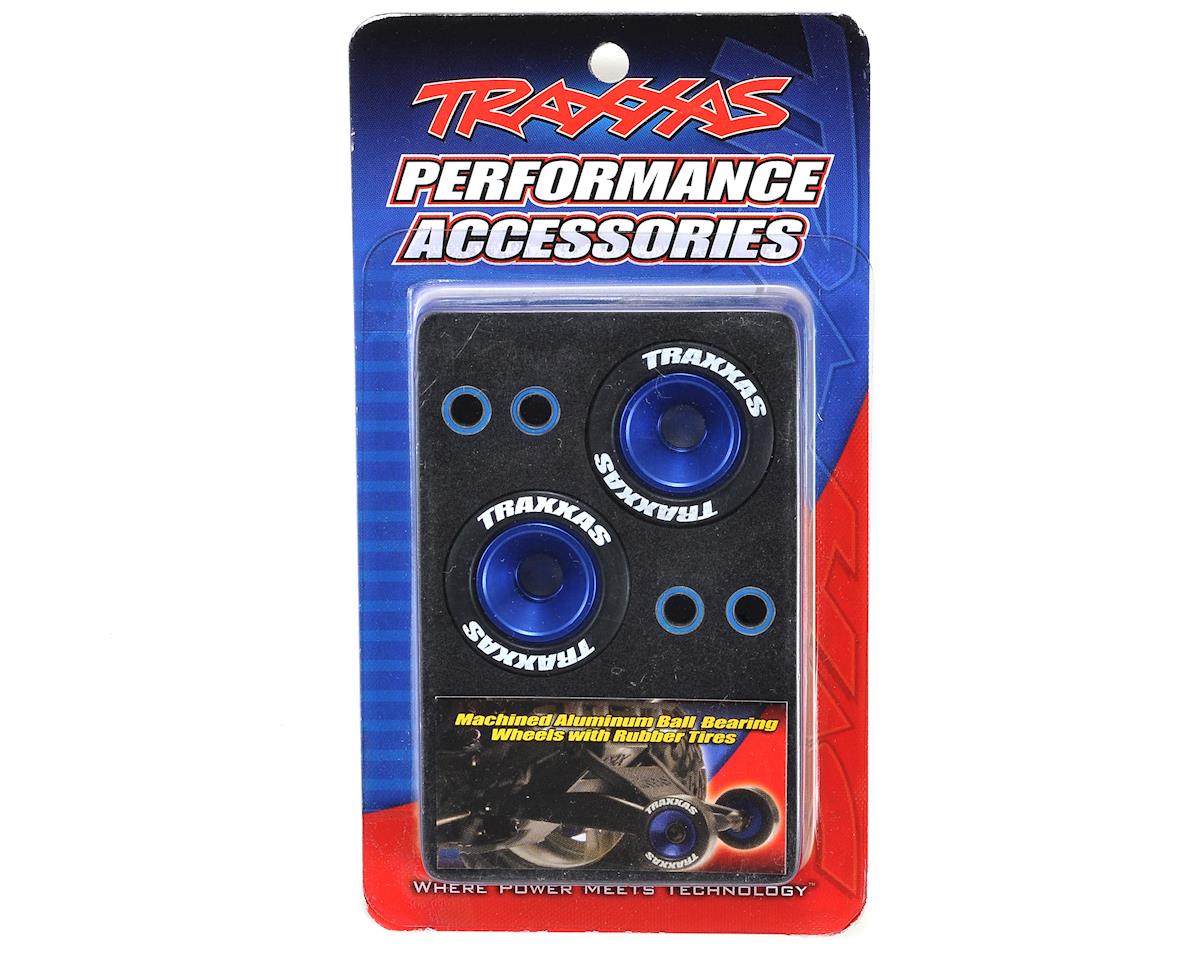 Traxxas - Aluminum Wheelie Bar Wheel Set w/Rubber Tires (Blue) (2)