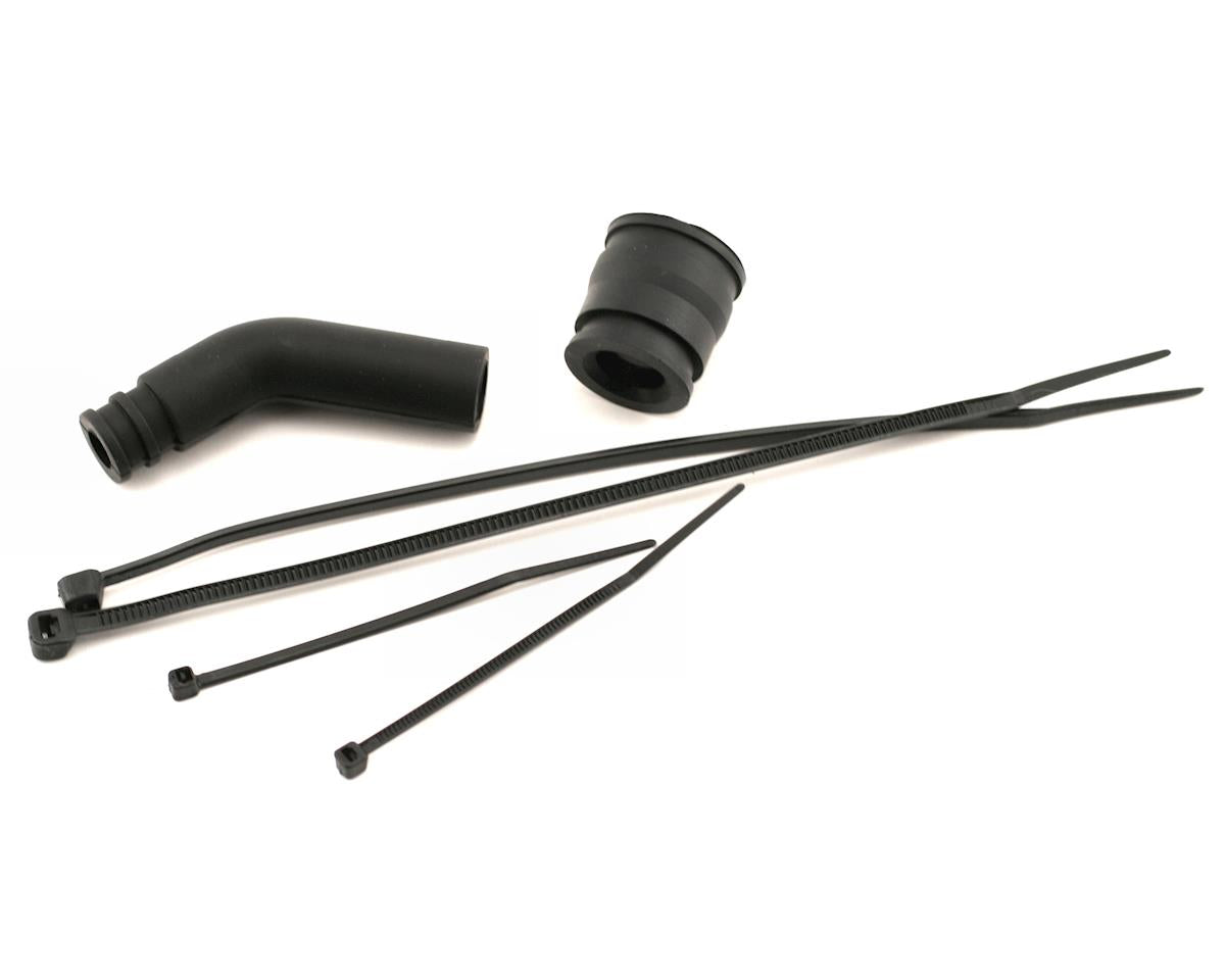Traxxas - Molded Pipe Coupler (Black) w/ Exhaust deflecter & long cable ties