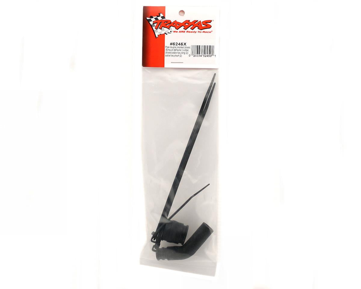 Traxxas - Molded Pipe Coupler (Black) w/ Exhaust deflecter & long cable ties