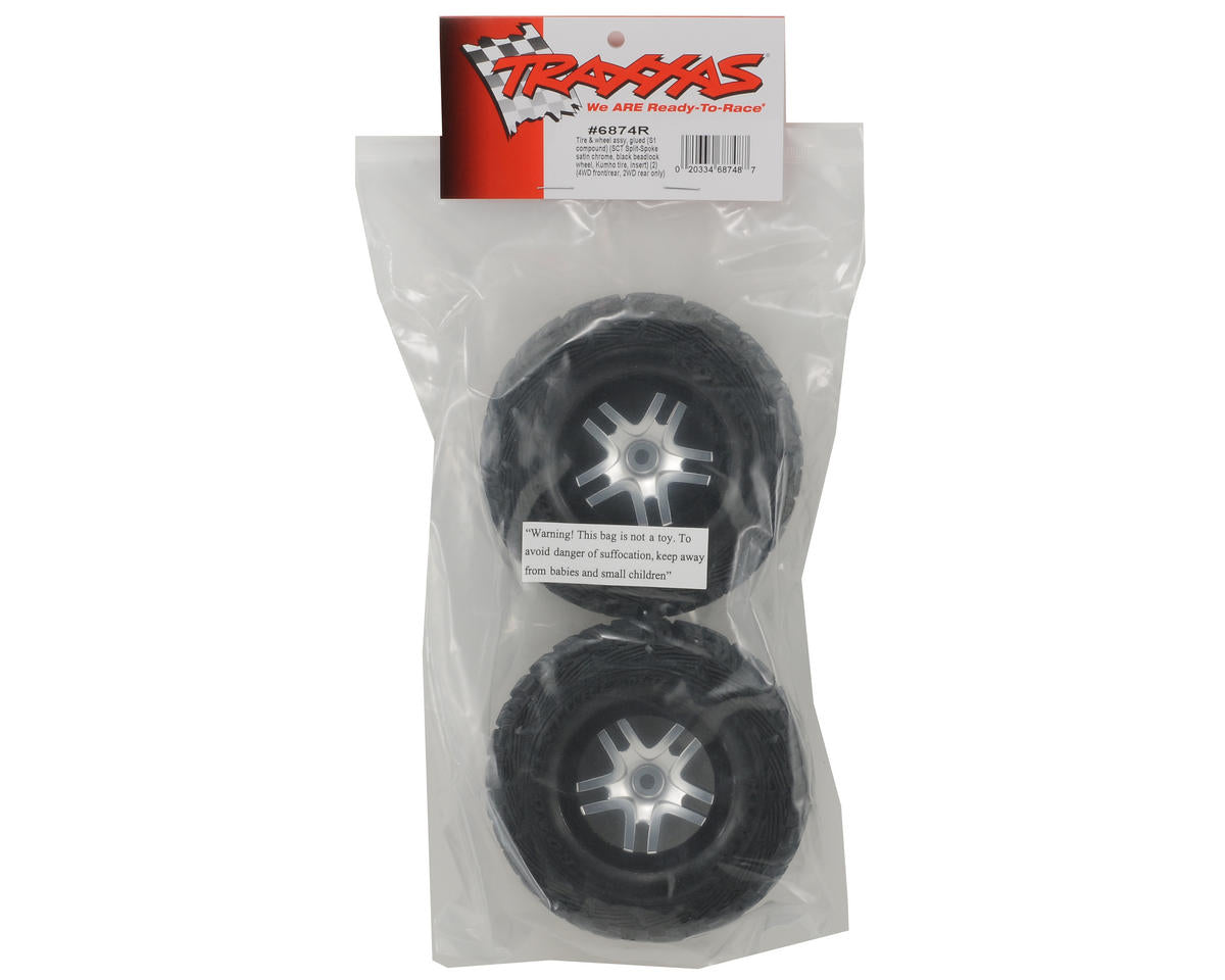 Traxxas - Kumho Venture MT Rear Tires (2) (Satin Chrome) (S1) w/Split-Spoke Rear Wheel