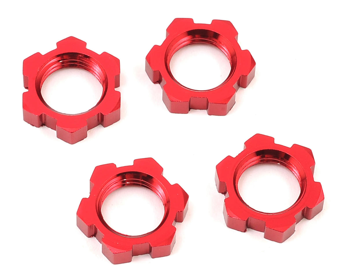 Traxxas - Tuercas de rueda, rasuradas, 17mm, dentadas (anodizado rojo) (4)