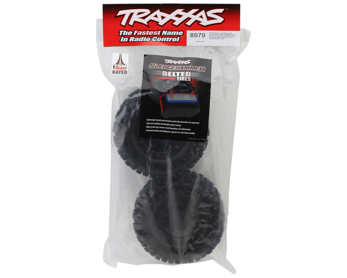 Traxxas - Maxx Belted Sledgehammer 2.9" Pre-Mounted Tires (2) (Black) w/17mm Splined Hex