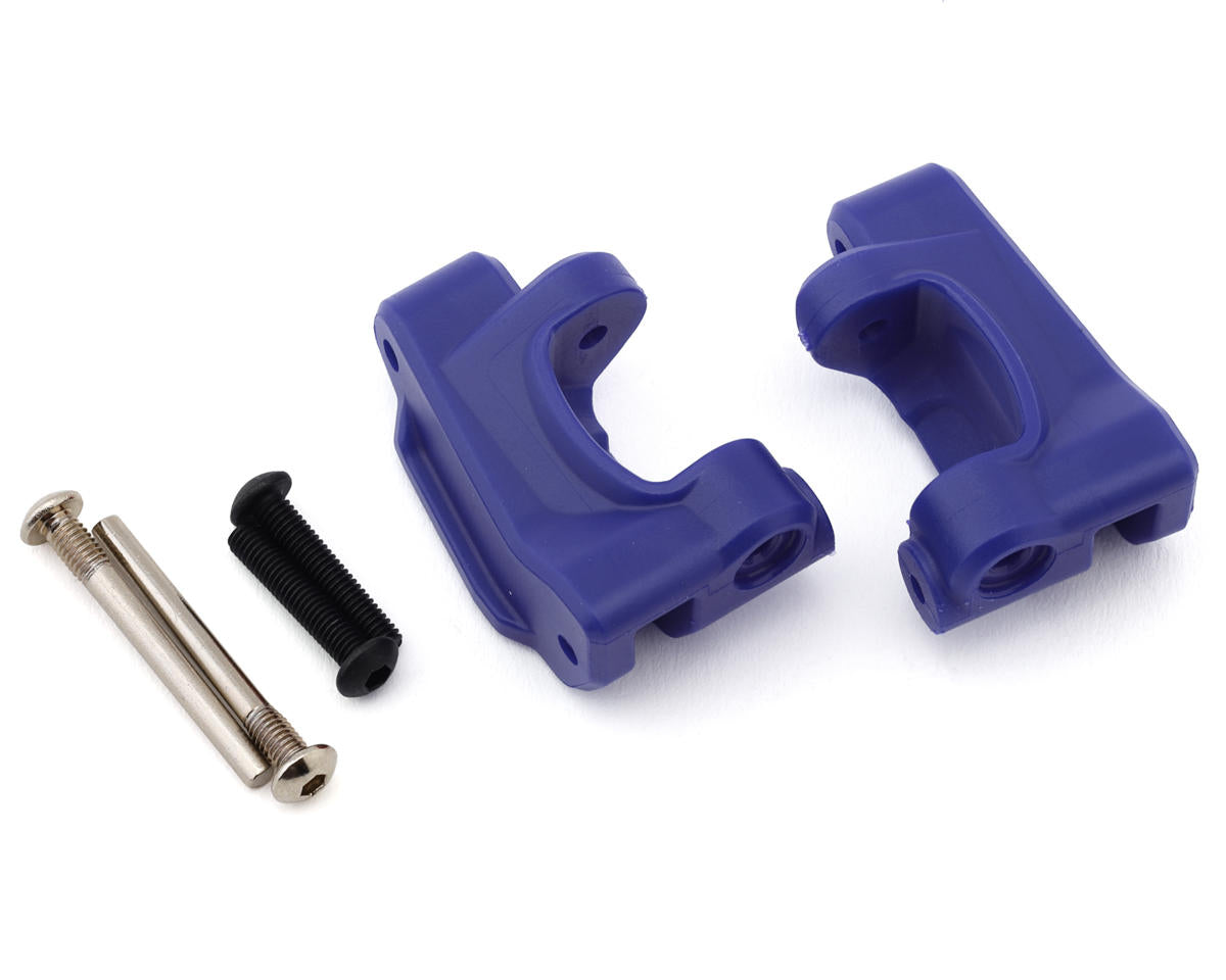 Traxxas - Caster blocks (c-hubs), extreme heavy duty, blue (left & right)/ 3x26mm hinge pins (2)/ 3x15mm BCS (2) (for use with #9180 and 9181 upgrade kit)