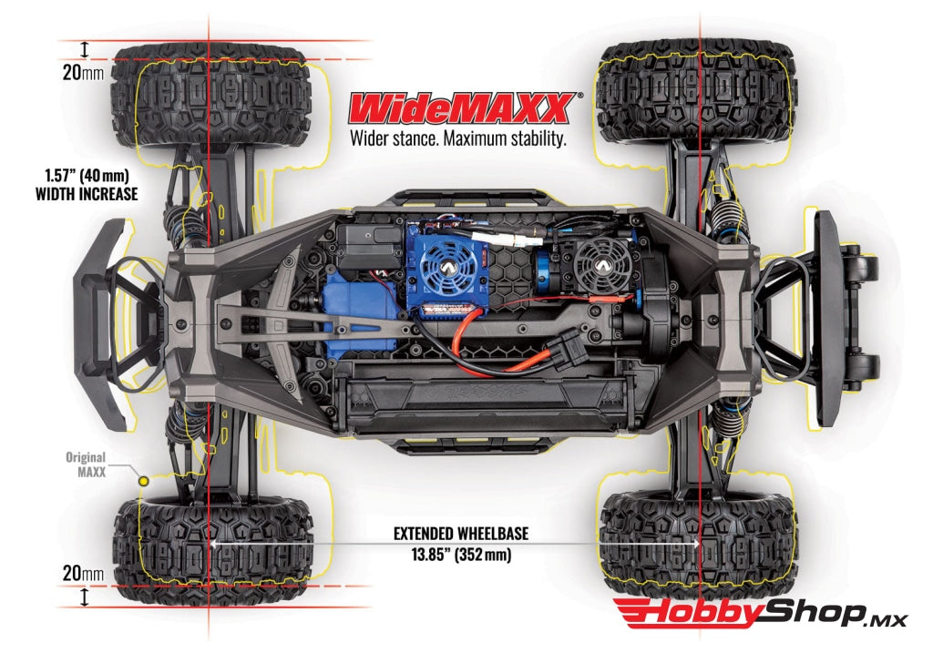 Traxxas - Maxx Widemaxx 1/10 Brushless Rtr 4Wd Monster Truck W/Tqi 2.4Ghz Radio & Tsm Amarillo /