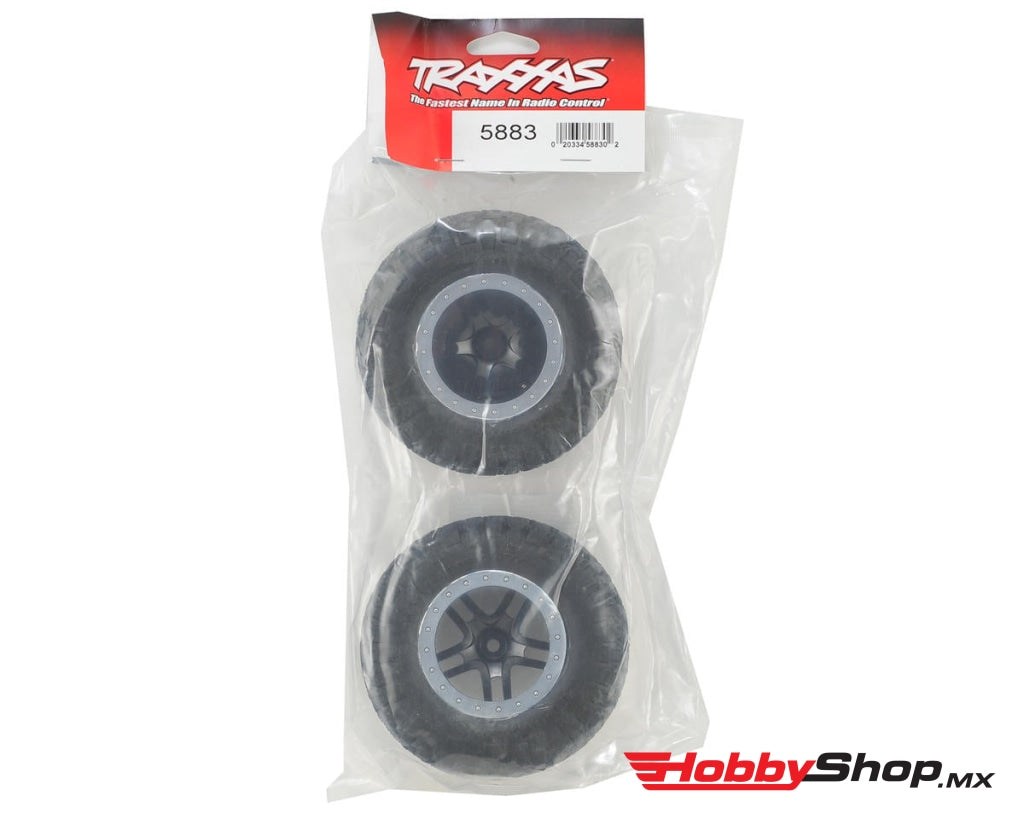 Traxxas - Tire & Wheel Assy Glued (Sct Split-Spoke Black Satin Chrome Beadlock Wheels Bfgoodrich®